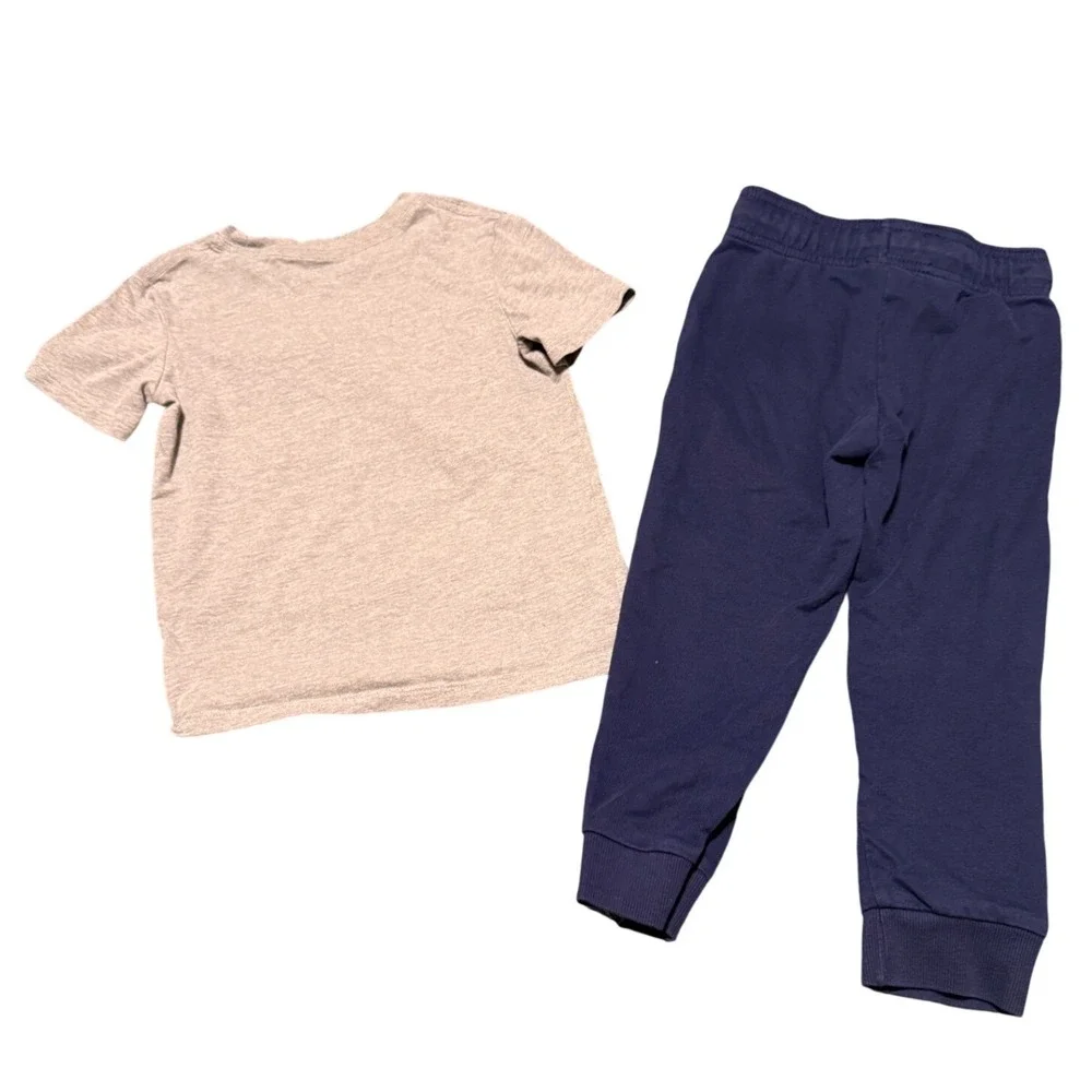 Carter's Cat & Jack Boys 5T Adventure Graphic Tee Navy Joggers Outfit Set Gray